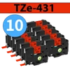 מארז 10 סרטי מדבקה TZe-431 תואמים פרימיום שחור על אדום 12 מ״מ