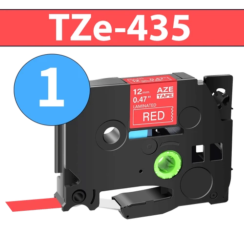 סרט מדבקה TZe-435 תואם פרימיום לבן על אדום 12 מ״מ
