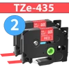מארז 2 סרטי מדבקה TZe-435 תואמים פרימיום לבן על אדום 12 מ״מ