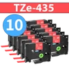 מארז 10 סרטי מדבקה TZe-435 תואמים פרימיום לבן על אדום 12 מ״מ