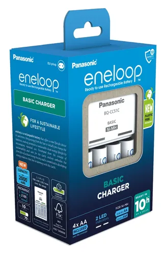 קיט מטען ו4 סוללות Panasonic Eneloop 2000mAh AA