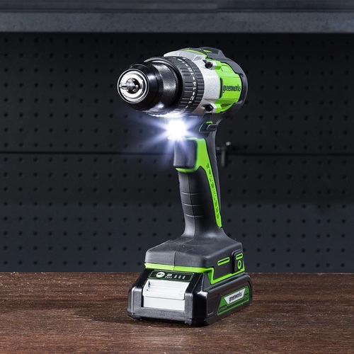 מברגה/מקדחה GREENWORKS 24V Brushless דגם GD24DD60 משלבת מנוע מתקדם ומומנט 60Nm לביצועים מקצועיים
