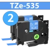 מארז 2 סרטי מדבקה TZe-535 תואמים פרימיום לבן על כחול 12 מ״מ