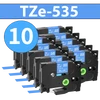 מארז 10 סרטי מדבקה TZe-535 תואמים פרימיום לבן על כחול 12 מ״מ