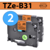מארז 2 סרטי מדבקה TZe-B31 תואמים פרימיום שחור על כתום זוהר 12 מ״מ (לארונות חשמל, תקשורת ומקומות חשוכים)