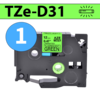 סרט מדבקה TZe-D31 תואם פרימיום שחור על ירוק זוהר 12 מ״מ (לארונות חשמל, תקשורת ומקומות חשוכים)