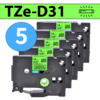 מארז 5 סרטי מדבקה TZe-D31 תואמים פרימיום שחור על ירוק זוהר 12 מ״מ (לארונות חשמל, תקשורת ומקומות חשוכים)