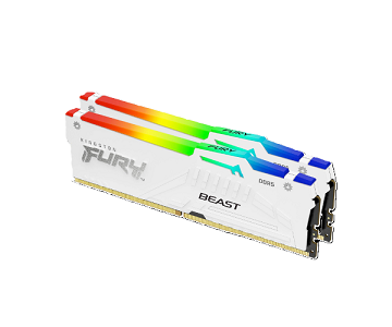 קיט זכרון למחשב נייח עם צלעות קירור/ Kingston KF560C36BWEAK2-32DDR5-6000MHZ/CL36/WHITE/RGB/32GB/2*16
