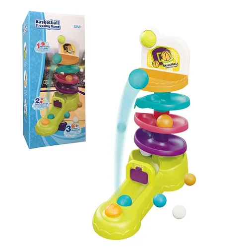 מגדל כדורים מתגלגלים עם אתגר קליעה למטרה