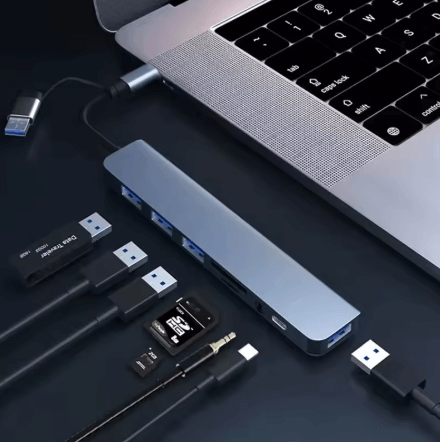 מפצל USB3.0 וקורא כרטיסים MICRO SD/SD עם חיבורי TYPE C דגם HenryLink
