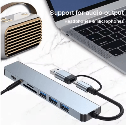 מפצל USB3.0 וקורא כרטיסים MICRO SD/SD עם חיבורי TYPE C דגם HenryLink