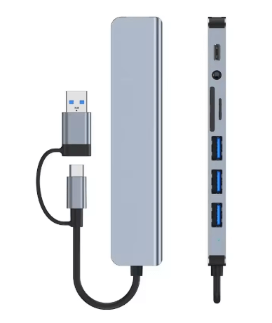 מפצל USB3.0 וקורא כרטיסים MICRO SD/SD עם חיבורי TYPE C דגם HenryLink