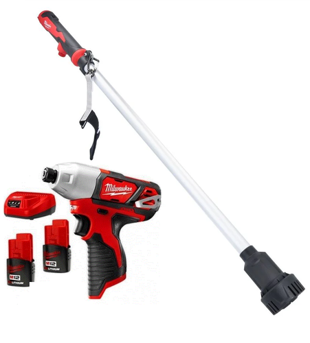 משאבת מים + מברגת אימפקט 12V כולל 2 סוללות 2AH מבית MILWAUKEE