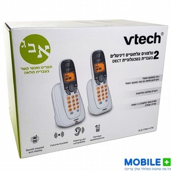2 טלפונים אלחוטיים דיגיטלים בעברית VTECH SLB-FS6414TW