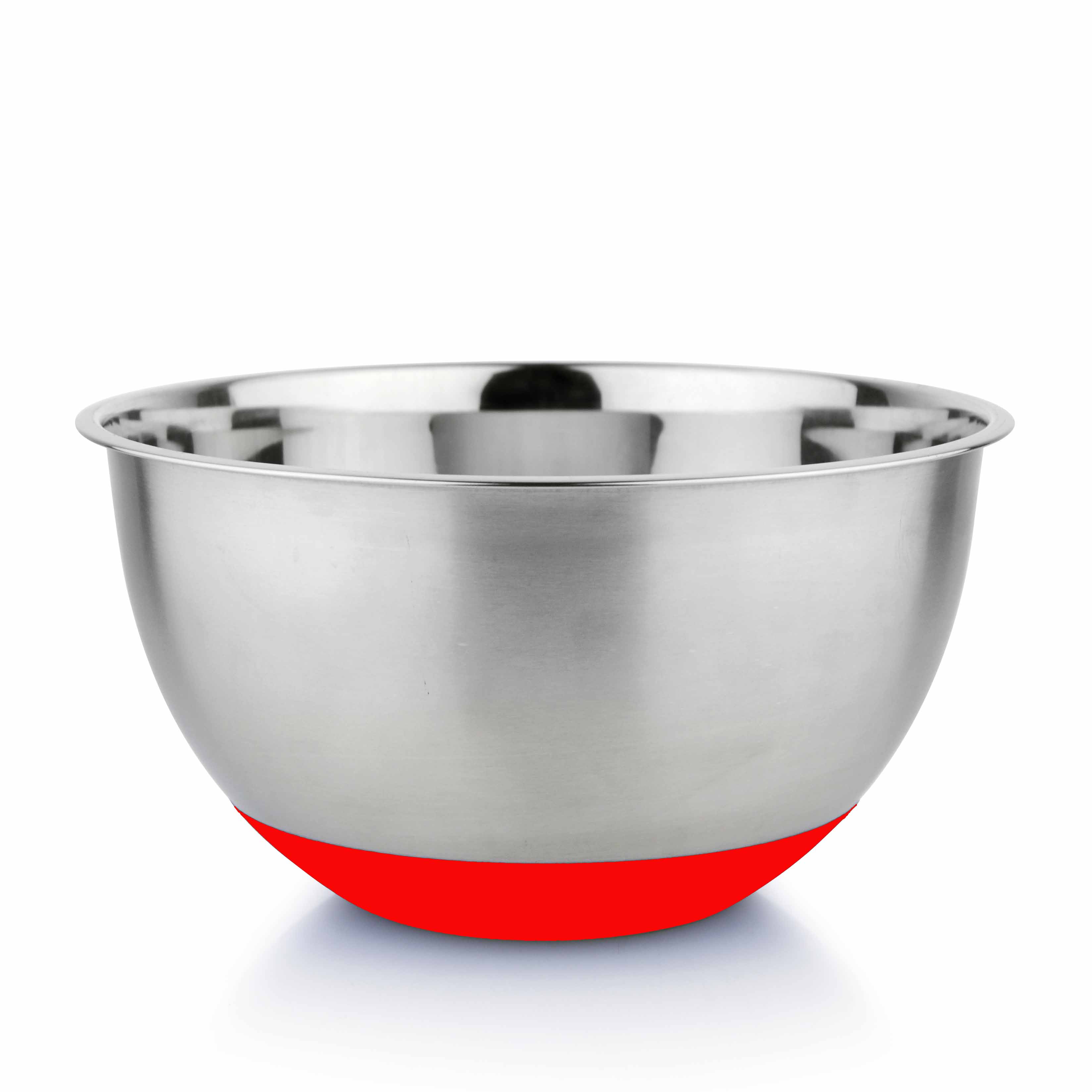 קערה נירוסטה 24*8 ס"מ תחתית סילקון אדום 026308 Y.C