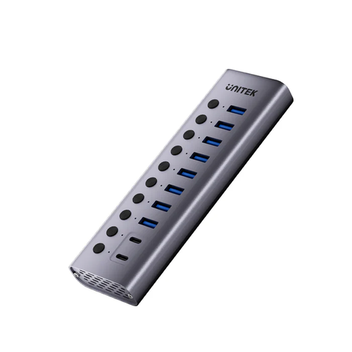 מפצל 10 פורטים עם טעינה - 8 חיבורי USB-A ו-2 USB-C Unitek H1315B01