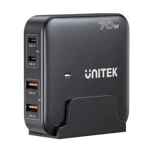 מטען 70W כולל 2 חיבורים לUSB-C ו2 חיבורים USB Unitek P1228A