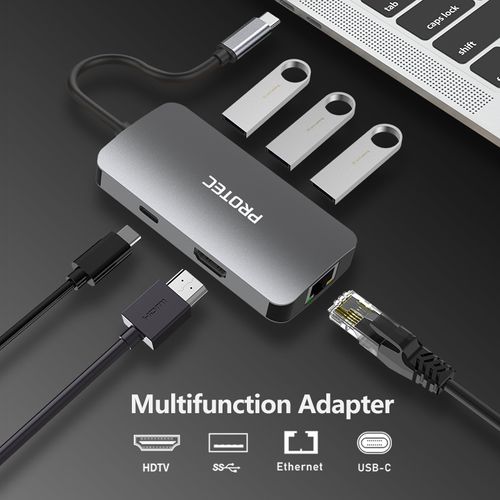 מולטיפורט 6-ב-1 ברזולוציית 4K עם רשת וטעינה Protec DM285