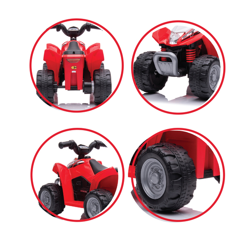 טרקטורון ממונע 6V רחב ויציב לילדים הונדה Quad HONDA ATV עם אורות - שחור 