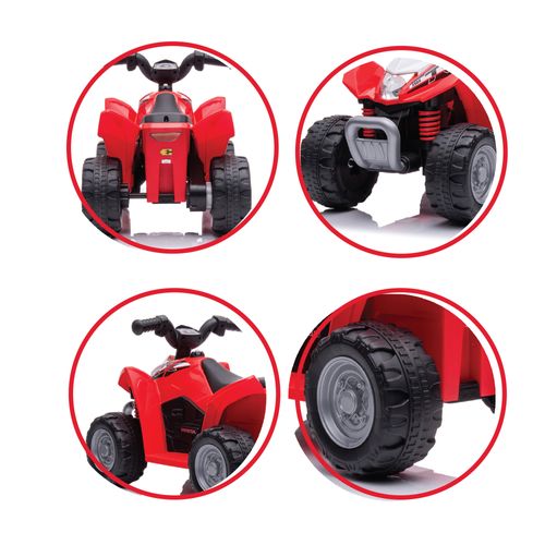 טרקטורון ממונע 6V רחב ויציב לילדים הונדה Quad HONDA ATV עם אורות - אדום