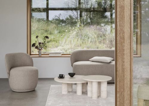  כורסא בוקלה בז' KUON armchair beige