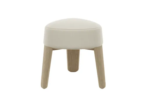  שרפרף 3 רגליים בד בוקלה בז' רגלי עץ KUON Stool 