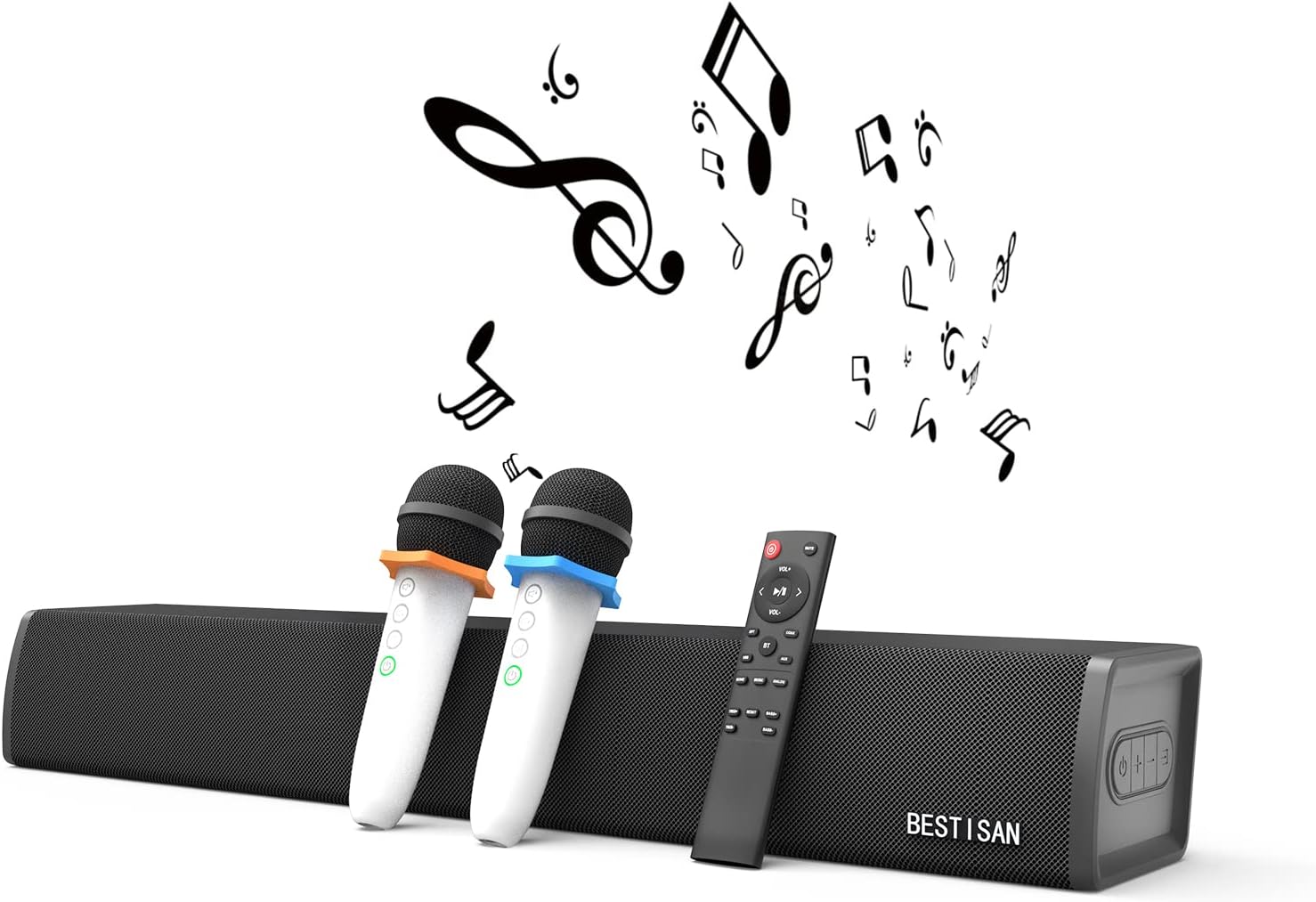 Karaoke Bestisan Soundbar  עם 2 מיקרופונים אלחוטיים למבוגרים וילדים.