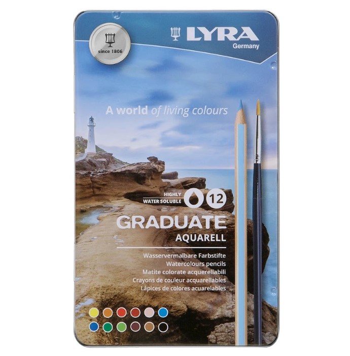 LYRA עפרונות גראדיואט אקוורל 12 בקופסת פח