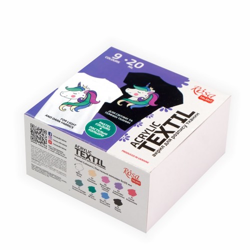 סט 9 צבעי בד ROSA TALENT ACRYLIC TEXTILE (גווני פסטל)
