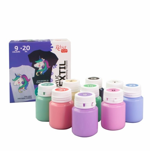 סט 9 צבעי בד ROSA TALENT ACRYLIC TEXTILE (גווני פסטל)
