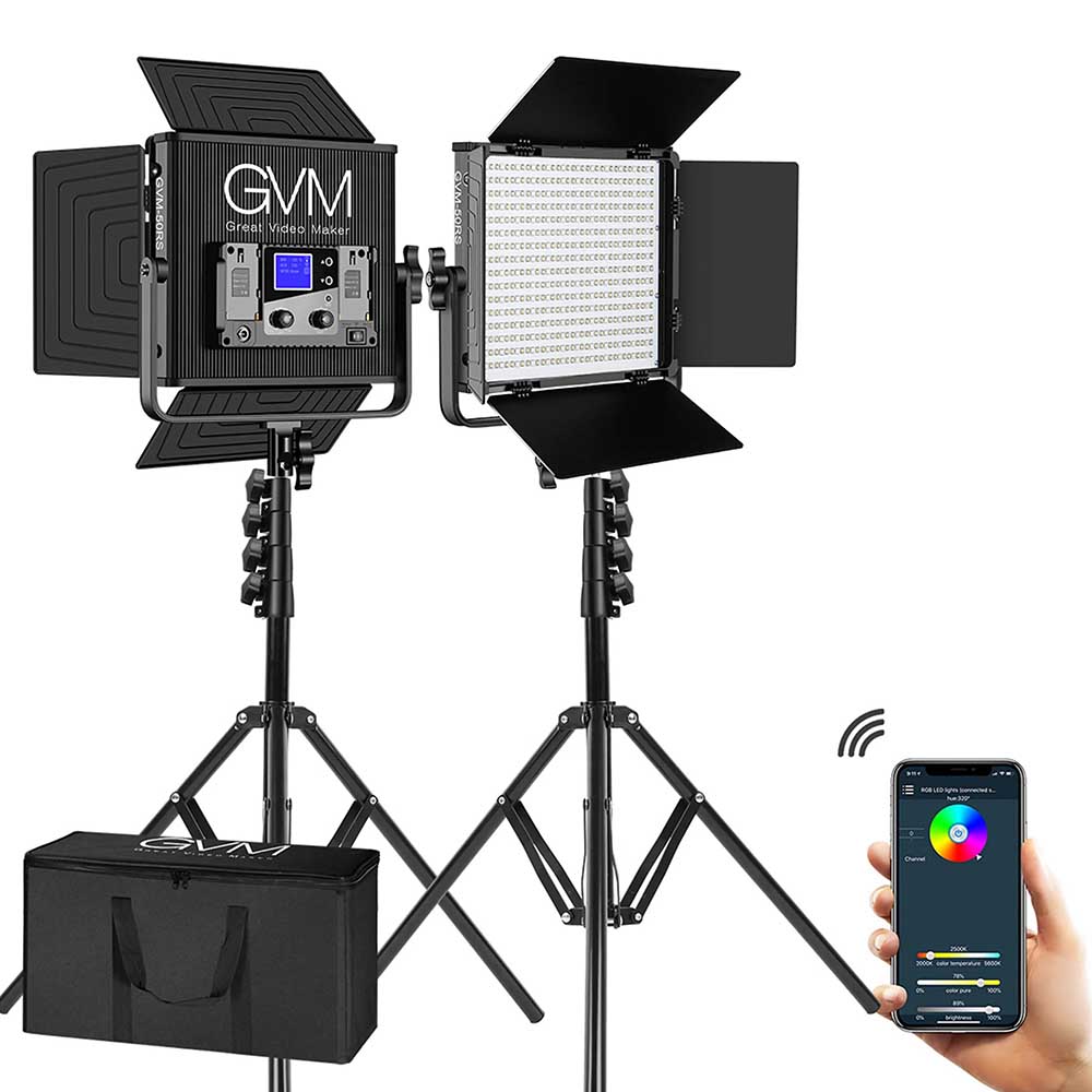קיט 2 פנסי לד GVM 50RS RGB
