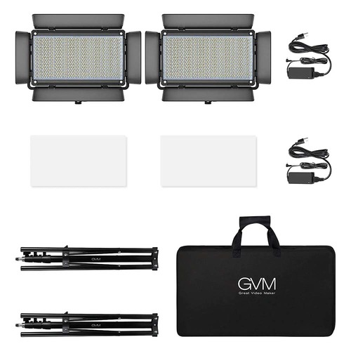 קיט 2 פנסי לד צבעוני RGB לאולפן GVM-1500D