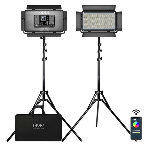 קיט 2 פנסי לד צבעוני RGB לאולפן GVM-1500D