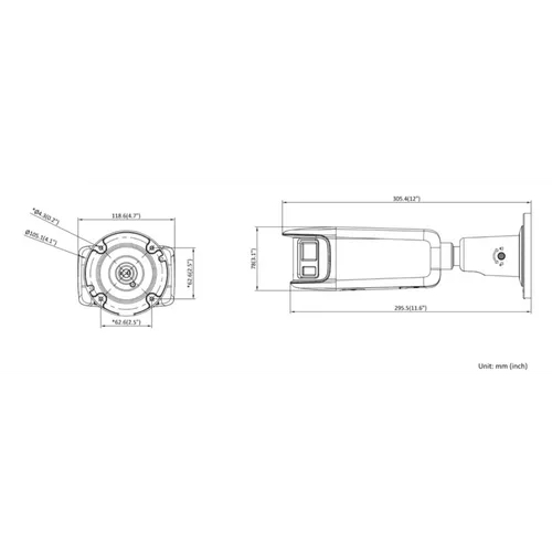 מצלמת צינור פנורמית IP 8MP דגם DS-2CD2T87G2P-LSU/SL מבית HikVision יבואן רשמי