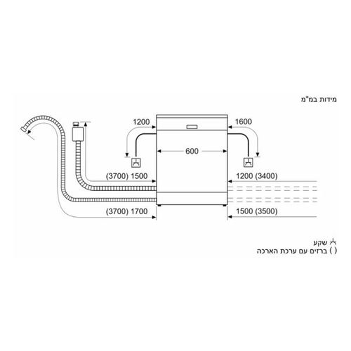 מדיח כלים רחב חצי אינטגרלי 14 מע' כלים Siemens SN53ES22CE iQ300 | גרמניה
