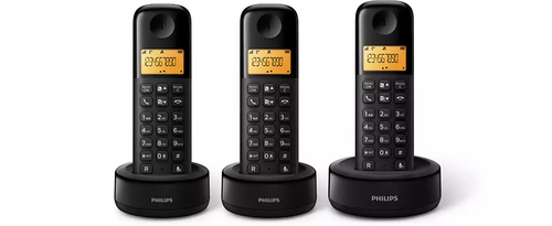 טלפון אלחוטי 3 שלוחות Philips Dectphone D1603B/01 זמין במלאי אספקה מהירה יבואן רשמי