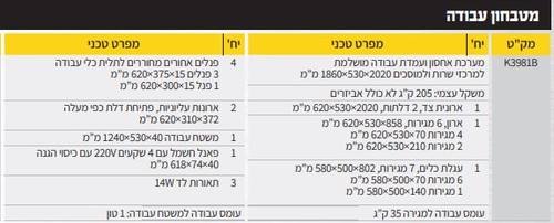 עמדת עבודה / ארון כלים (לא כולל כלים ומתלים) K3981B