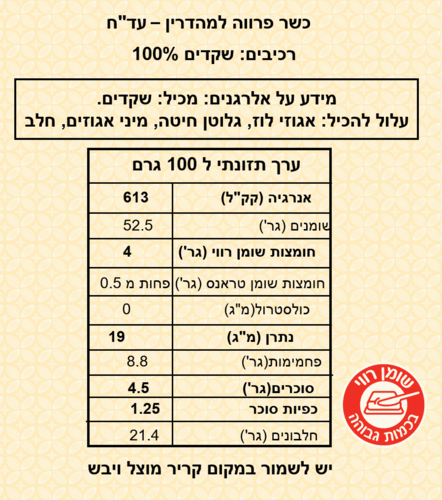 מחית שקדים מולבנים (ללא קליפה) 100% - 500 גרם
