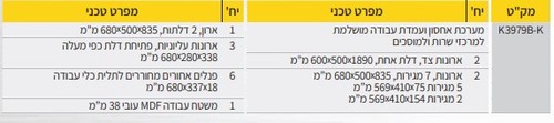 עמדת עבודה / ארון כלים (לא כולל כלים ומתלים) K3979B-k