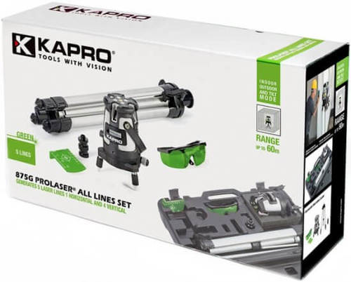 סט פלס לייזר פרולייזר 5 קווים ירוק Kapro 875G