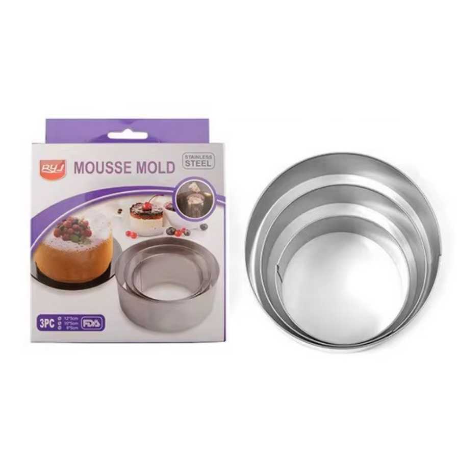 סט 3 מיקדים עגולים נירוסטה 8/10/12 ס"מ - YZ24-120