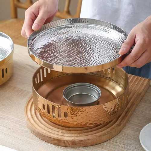 תבנית עגולה על סטנד מחזיק נר בצבע נחושת 19 ס