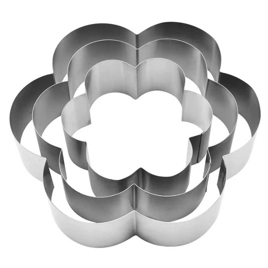 סט 3 מיקדי עוגות בצורת פרח 20/15/10 ס"מ - YZ24-59