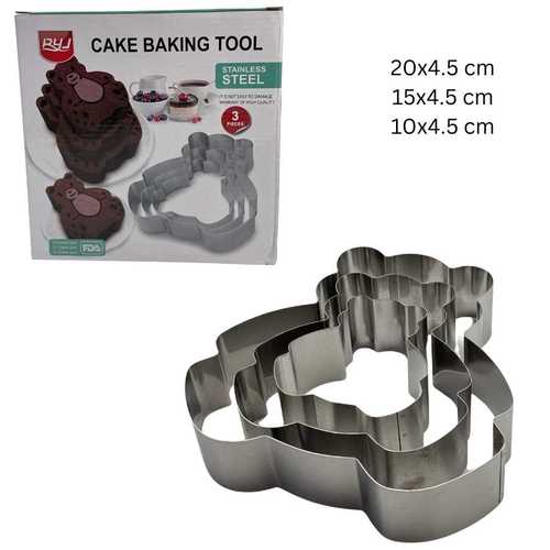 סט 3 מיקדי עוגות נירוסטה דובי - YZ24-61