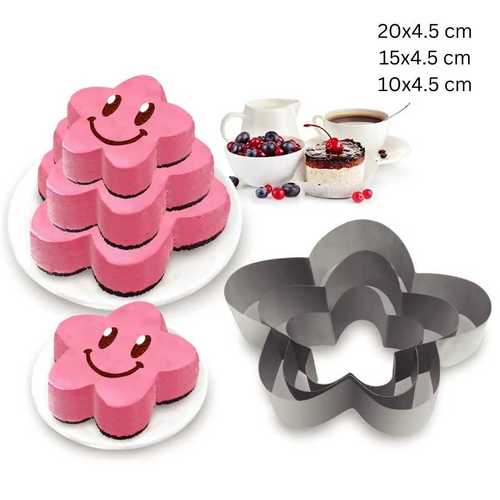 סט 3 מיקדי עוגות בצורת פרח 20/15/10 ס