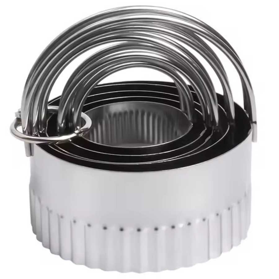 סט 5 מיקדים עגול נירוסטה זגיזג 4.5/5.5/6.5/7.5/8.5 ס"מ - YZ24-92