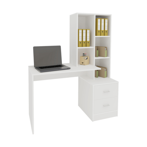 עמדת עבודה שולחן כתיבה עם 2 מגירות וספריה ברוחב 117 ס