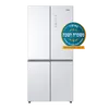 מקרר 4 דלתות זכוכית לבן  665 ליטר כשרות מהדרין Haier האייר דגם 7100