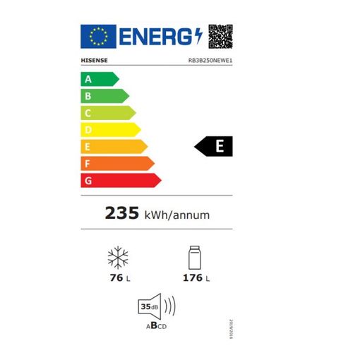 מקרר אינטגרלי מקפיא תחתון 252 ליטר Hisense RB3B250NEWE1