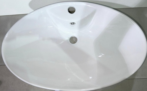כיור מונח אובלי צבע לבן עם חור לברז 21X43X65 מק